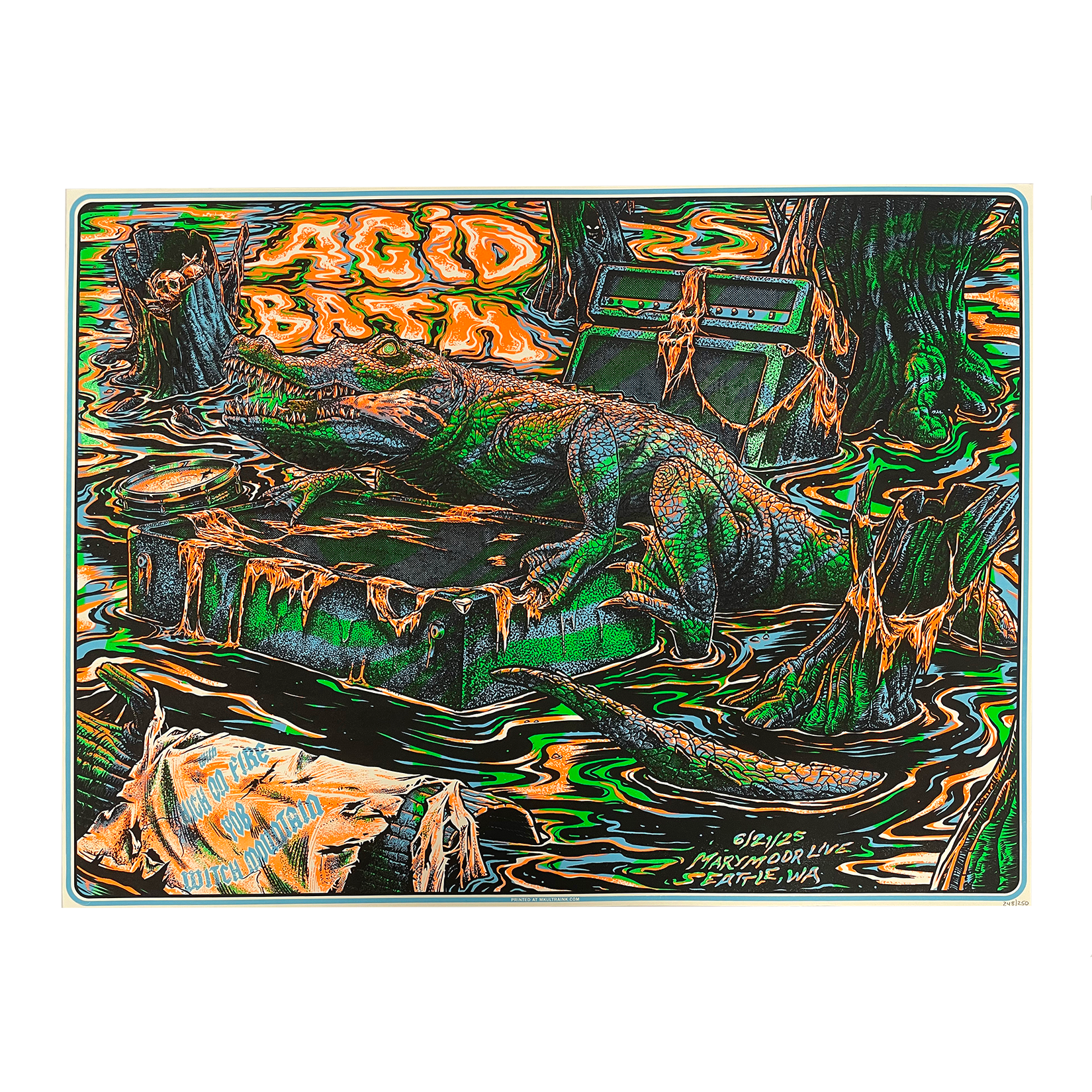 Alligator Amp Screenprinted Poster - 6-21-25 Redmond, WA - 18"x24" Unsigned - $100 / Signed - $175
