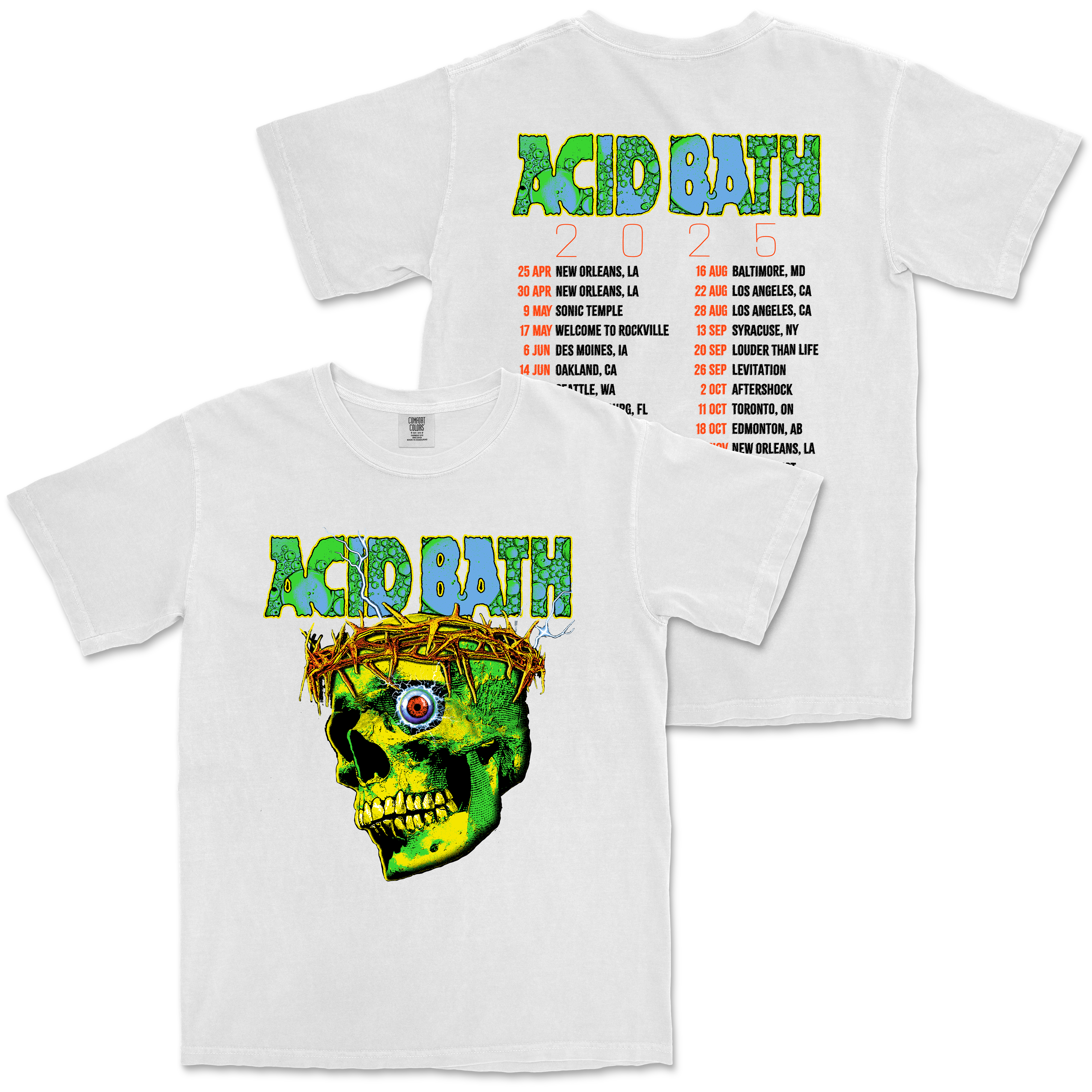 White Tour Shirt - Comfort Colors – Acid Bath