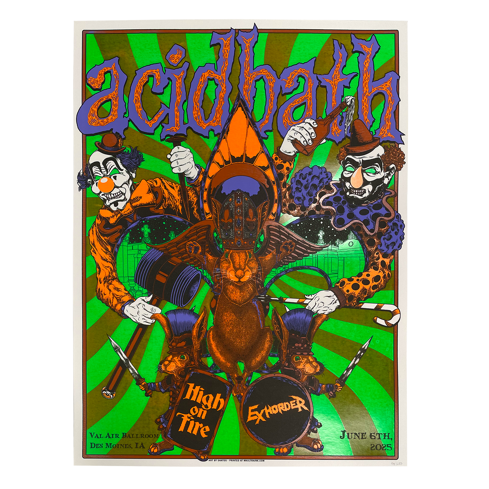 Rabbit Screenprinted Poster - 6-6-25 Des Moines, IA - 18"x24" Unsigned - $100 / Signed - $175