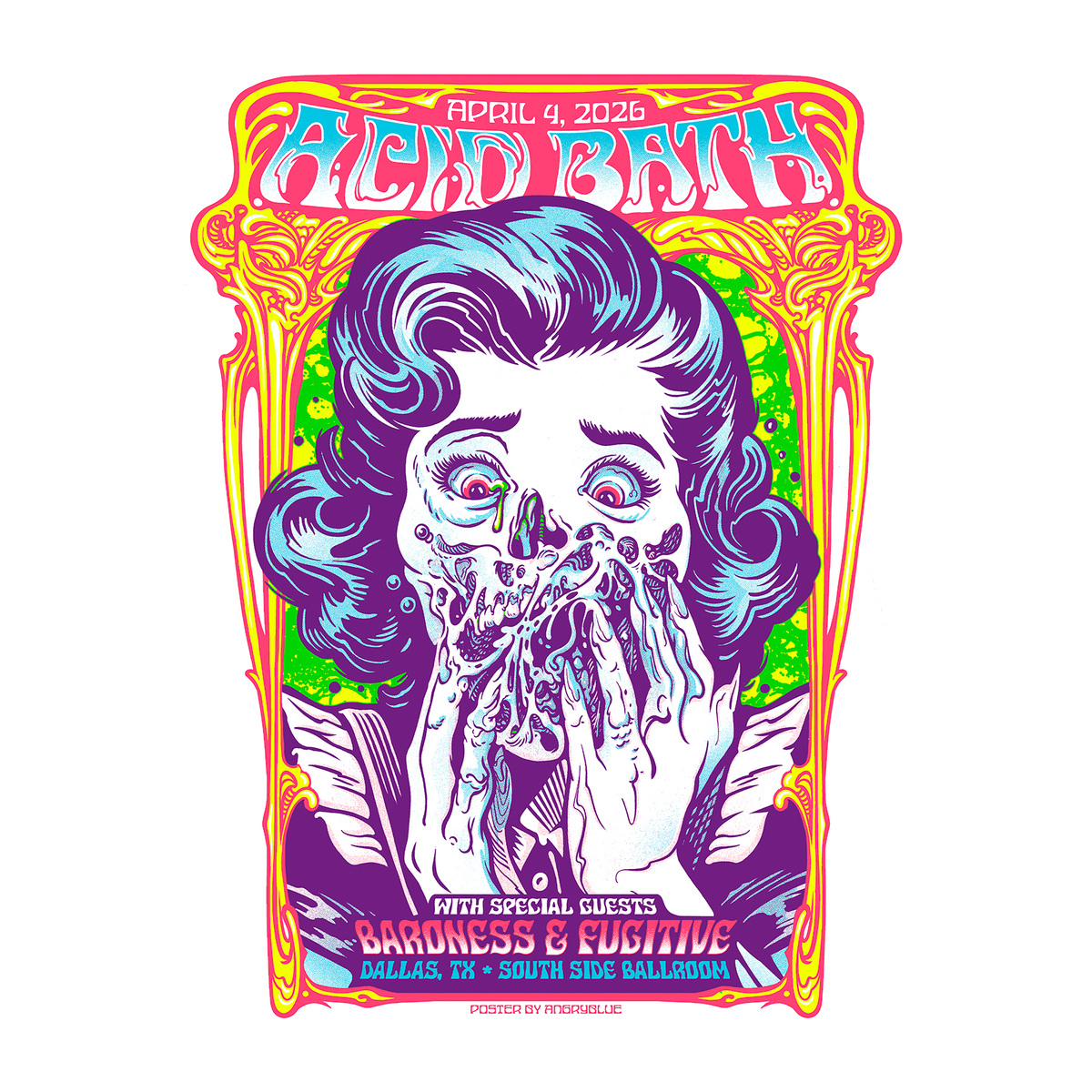 Angryblue Screenprinted Poster - 4-4-2026 Dallas - 18"x24" Unsigned - $100