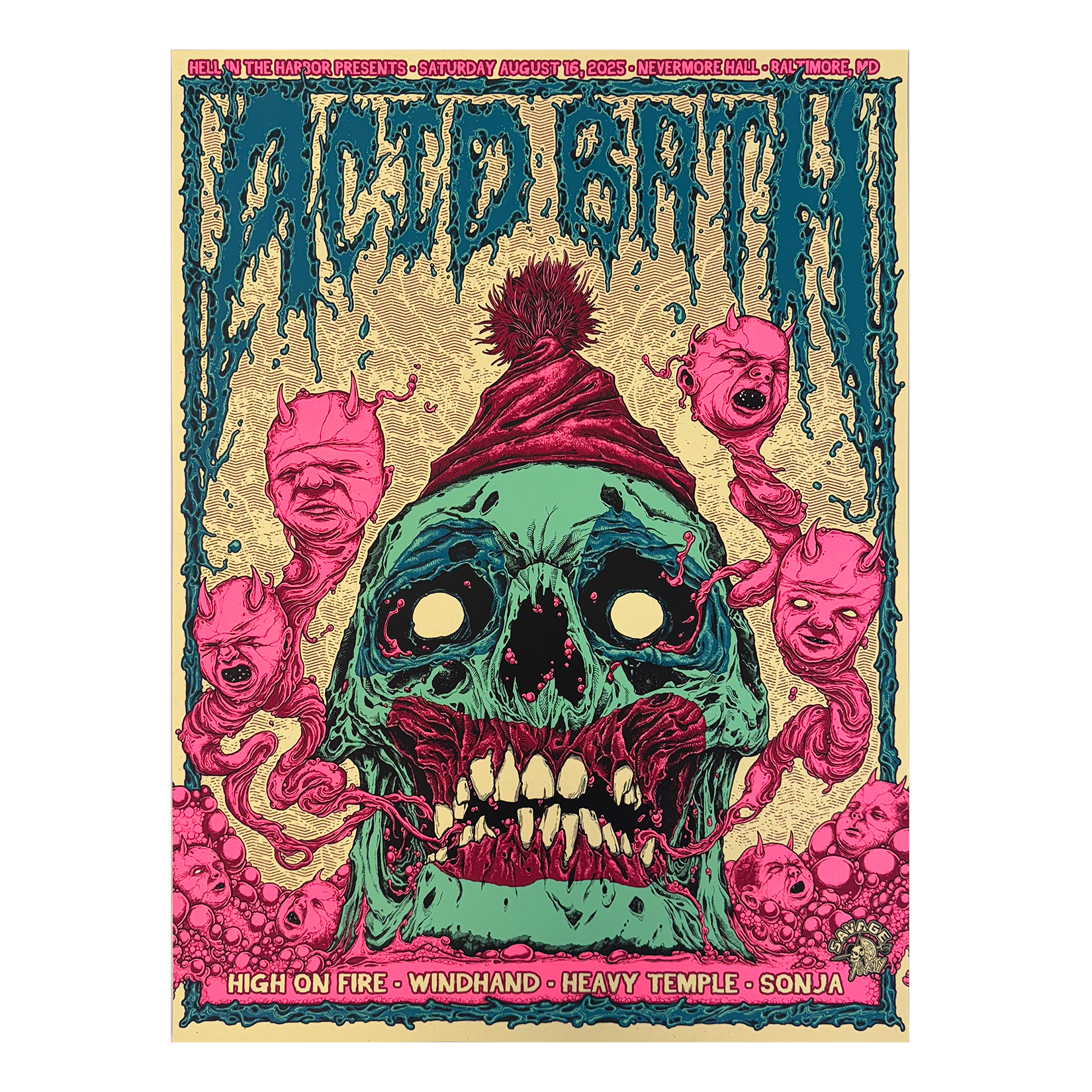 Clown Skull Screenprinted Poster - 8-16-25 Baltimore, MD - 18"x24" Unsigned - $100 / Signed - $175