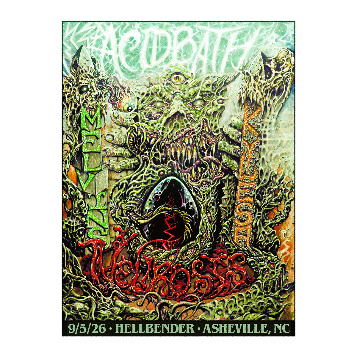 Hellbender Screenprinted Poster - 9-5-2026 Asheville - 18"x24" Unsigned - $100